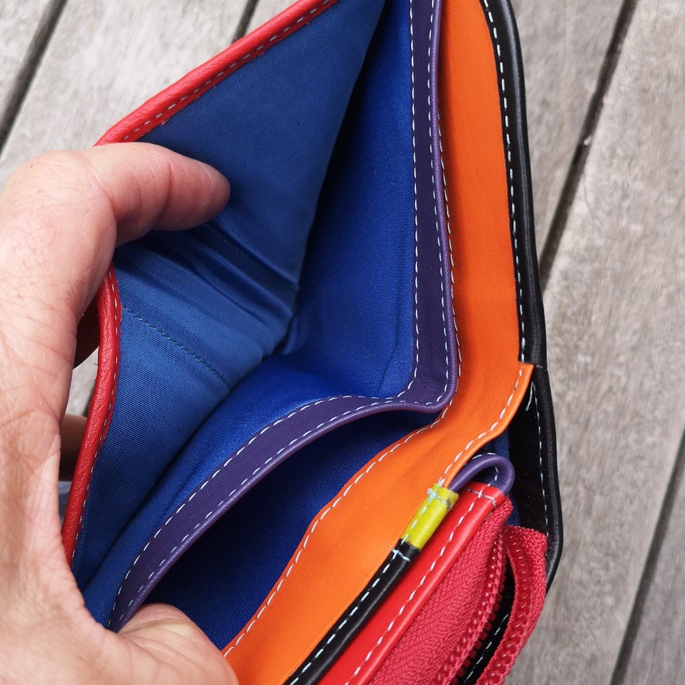 Women's Black and Red Leather Wallet - Picture 8 of 12